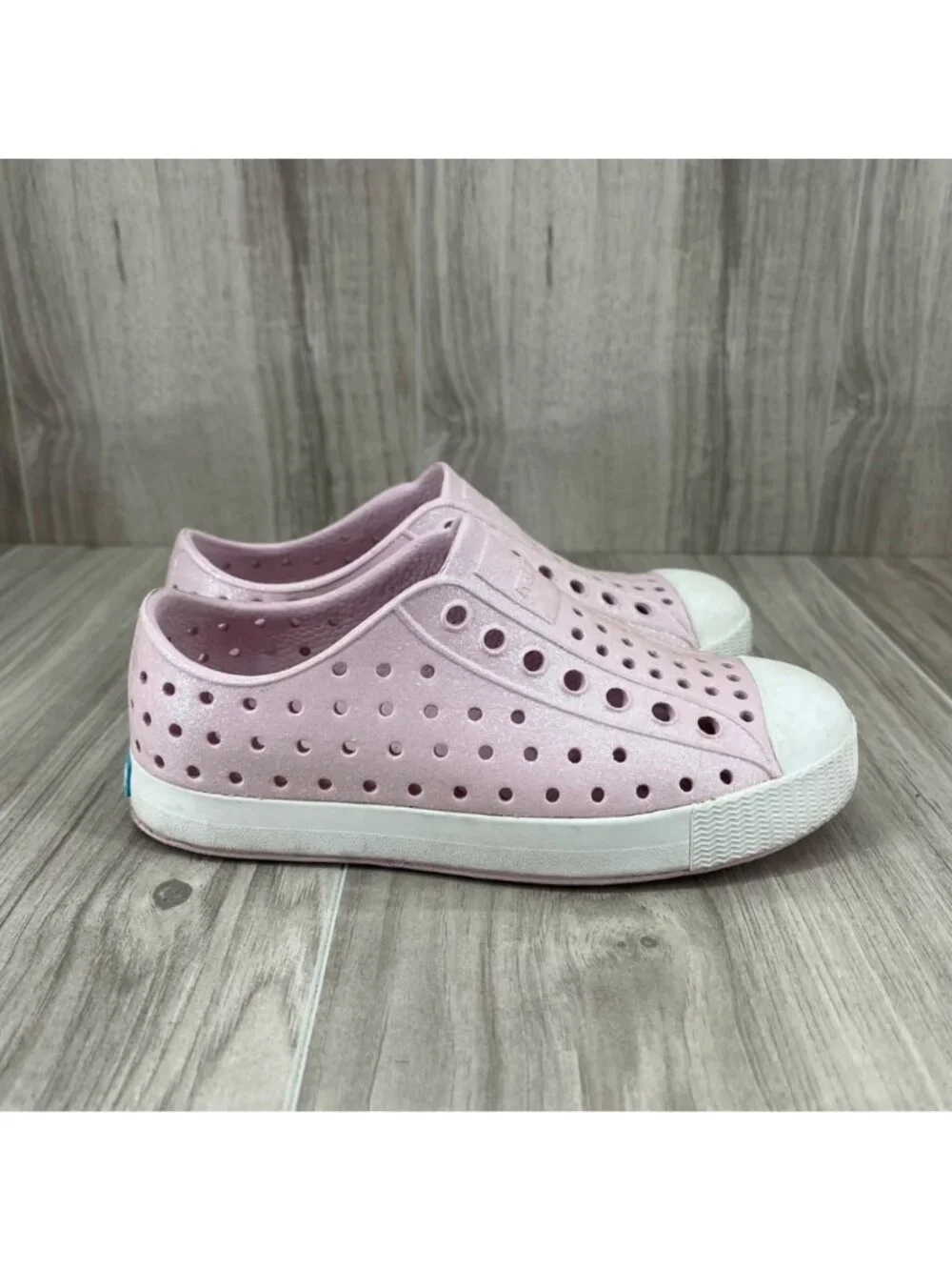 Native Jefferson Shoes Kids Toddler 11 Bio Bling Pink Glitter Slip On Waterproof